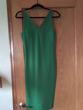 WHBM Green V-Neck Sheath Dress Aura Collection